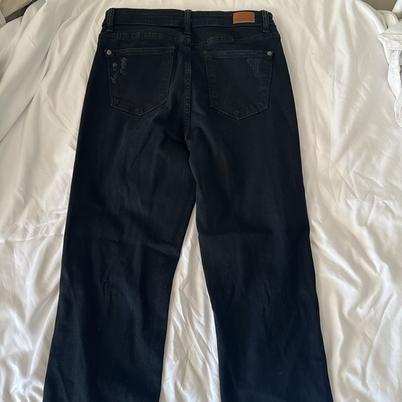 Judy Blue Boyfriend Fit Jeans Size 7/28 Black Distressed Stretch Denim High Rise - Picture 7 of 8
